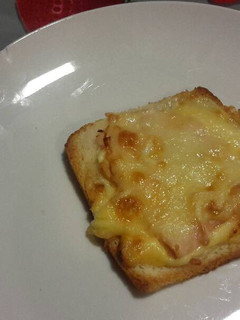 Una foto de Sándwich mixto abierto y gratinado