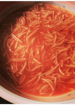 A picture of Sopa de Fideos (Mexican Noodle Soup).