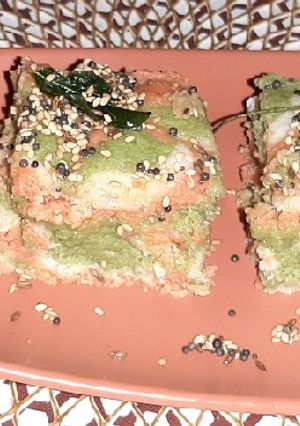 A picture of Tricolour Marble Dhokla.