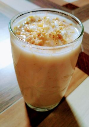 A picture of Full of dry fruits and creamy buttermilk.
