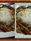 Lamb chilli with garlic veg rice