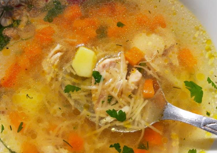 Куриный суп с жареной вермишелью - пошаговый рецепт с фото. Автор ...