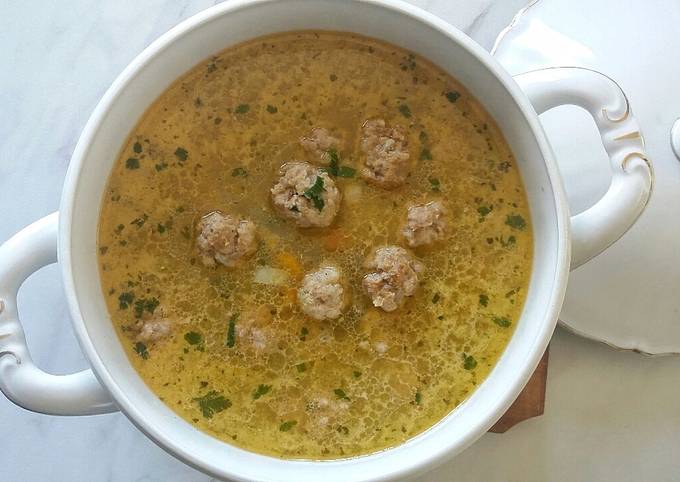 Delicious meatball soup