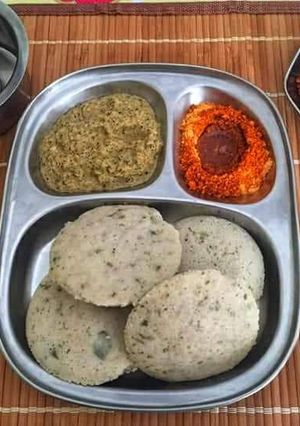 A picture of Mint flavoured Kodo Millet Idlis.