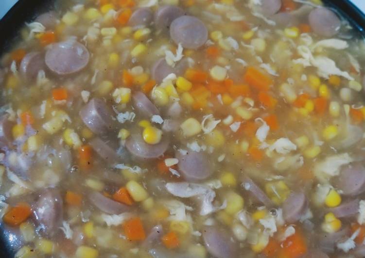 Bagaimana Menyiapkan Sup jagung sosis Anti Gagal