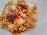 Trigo con curry, almendras, miel y parmesano