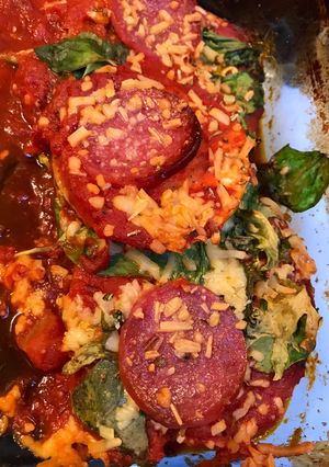 A picture of Eggplant Pizza.