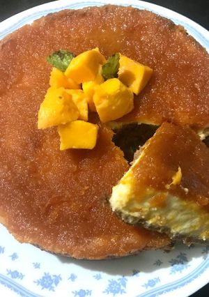 A picture of Baked mango cheesecake.