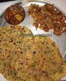 Leftover Dal palak Paratha with Papad chutney