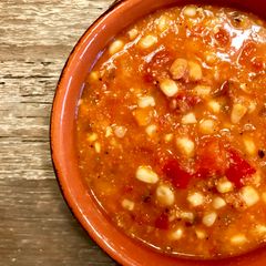 A picture of Jersey Summer Corn & Tomato Soup.