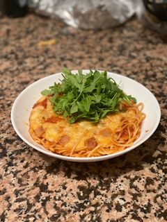 Una foto de "Pasta de ayer" con panceta ibérica