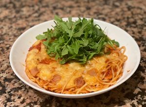 Foto principal de "Pasta de ayer" con panceta ibérica