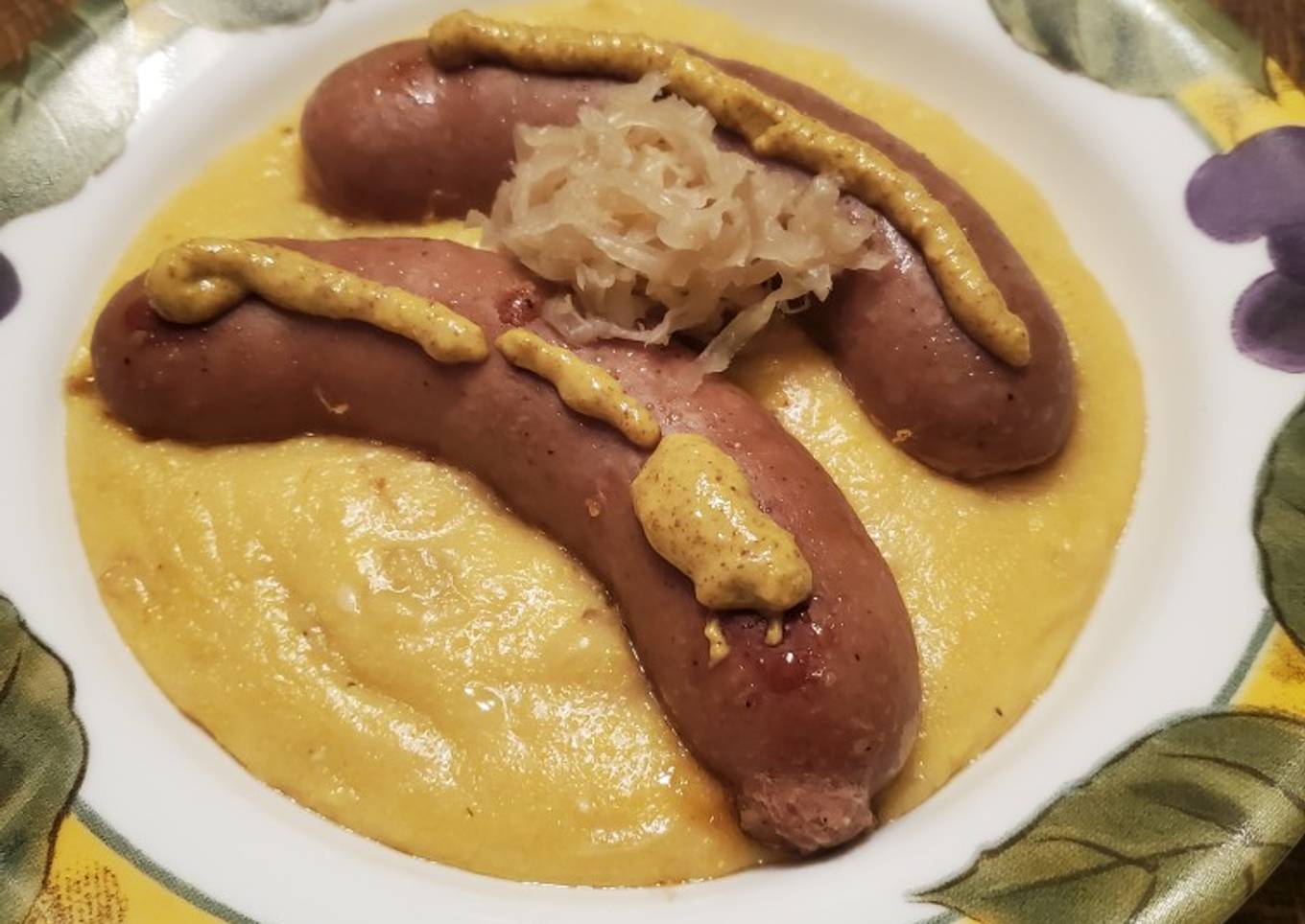 Brad's bratwurst w/ German inspired yellow polenta