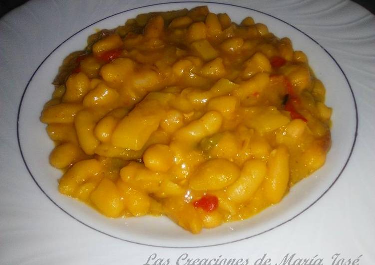 Alubias con puerro y pimientos