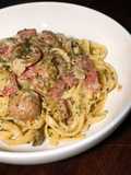 Smoked Beef & Sausage Creamy Capers Pasta