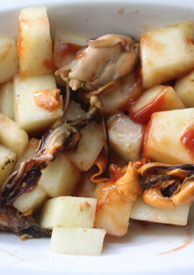 Una foto de Ensalada picante de mejillones con melón