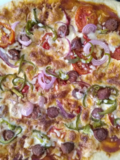 A picture of Home-made pizza.