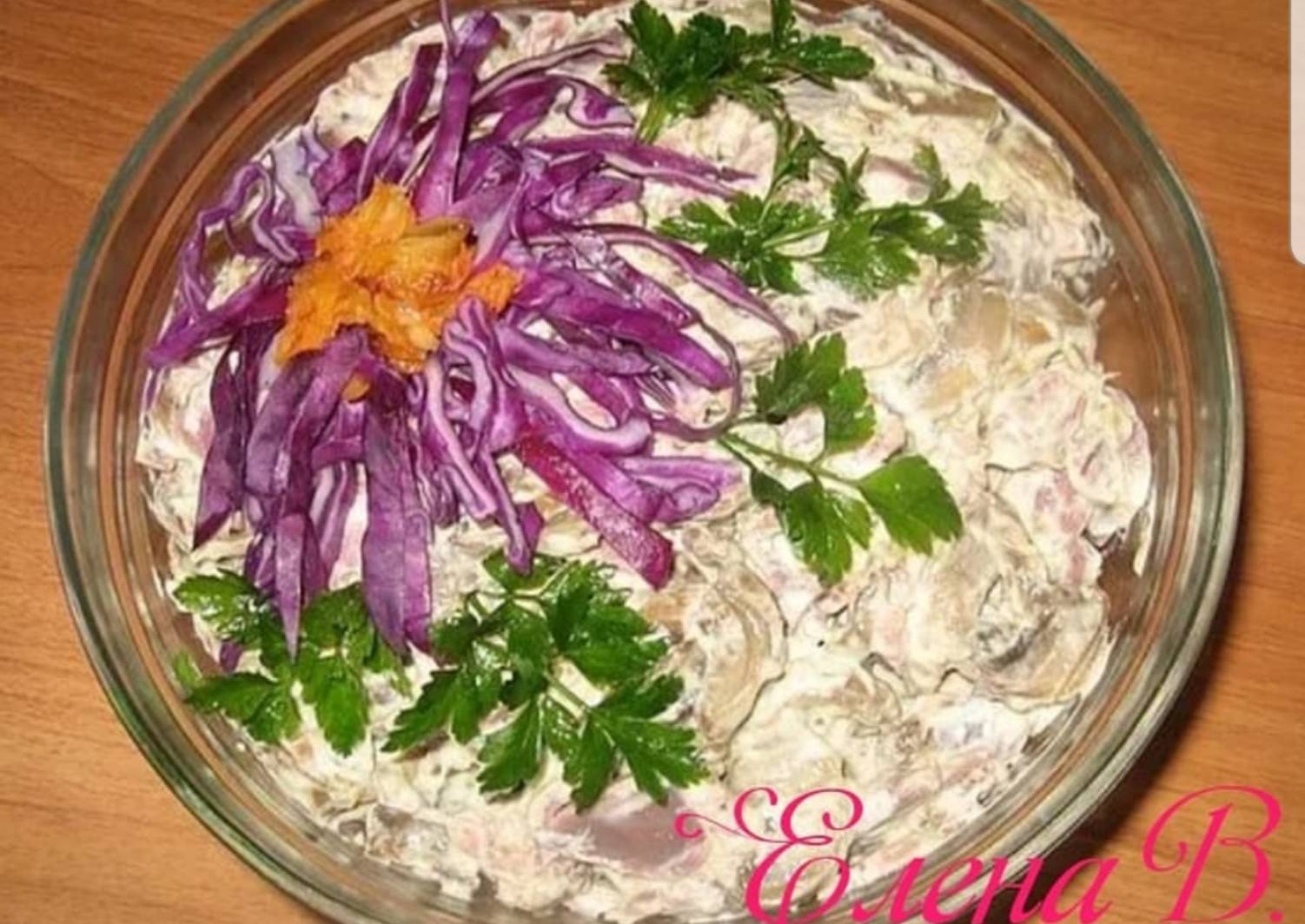 Куриные желудки с шампиньонами салат