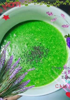 Hình của món Soup cá bốp somen rau bina mix chia.