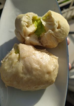 Hình của món Nhân lá dứa trong bánh bao.