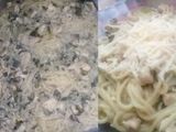 Fideos c/pollo al verdeo