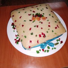 A picture of Tutti frutti semolina cake🎂🥛.