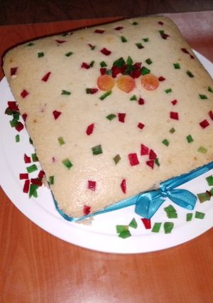 A picture of Tutti frutti semolina cake🎂🥛.