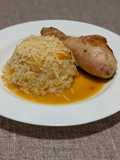 Risotto de verduras con presas de pollo