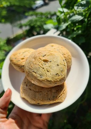 Hình của món Bánh mỳ mè đen Hàn Quốc.
