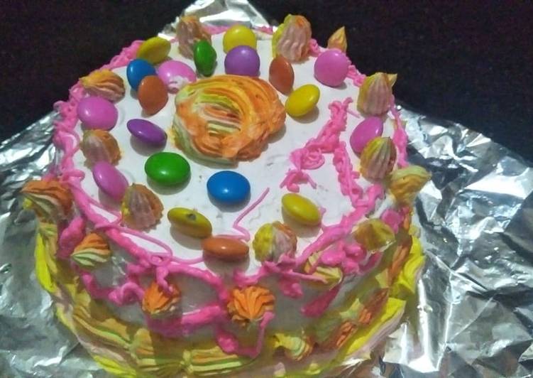 How to Prepare Quick Colourful cake