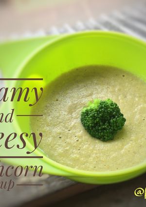 Foto resep Creamy and Cheesy Mushcorn Soup MPASI