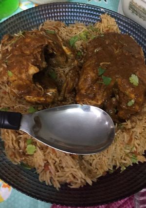 A picture of Arbi Rice with Chargha #CookpadApp.