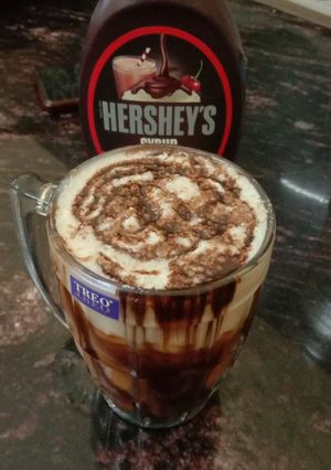 A picture of Hershey's chocolate milk shake.