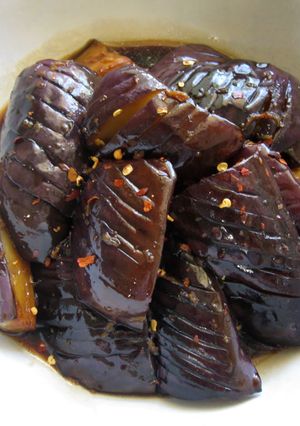 A picture of Ponzu Marinated Eggplants.