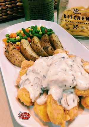 Foto resep Chicken PokPok w/ Mushroom Sauce and Potato Wedges