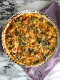 Quiche de Camarão, Cogumelos e Brócolos