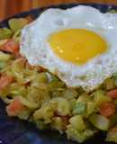 Zucchini, tomate y huevo con un toque especiado