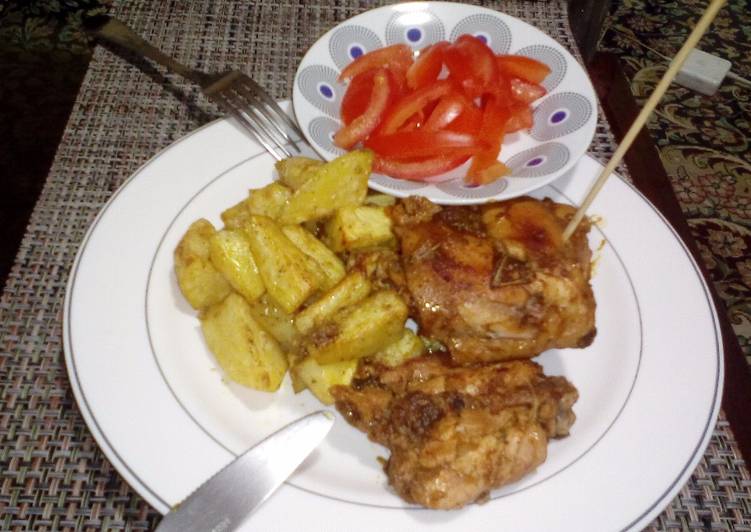 Recipe of Baked Potatoes and Chicken in 21 Minutes for Mom