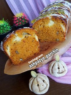 عکسی از دستور کیک کدوحلوایی با پنیر بدون فر 🌸
