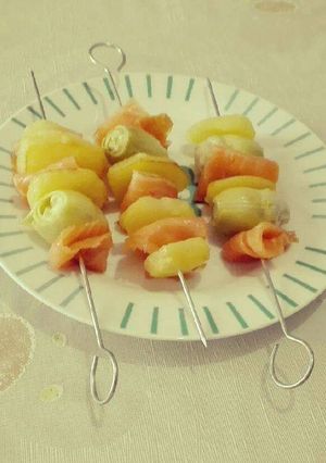 Una foto de Pinchos de salmón ahumado