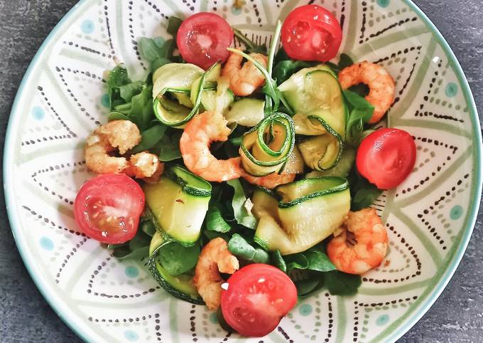 Entrée chaude courgettes et crevettes