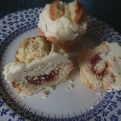 A picture of Strawberry Jam surprise Butterfly Cupcakes.