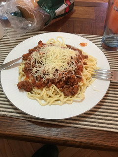 Una foto de Fideos caseros con bolognesa