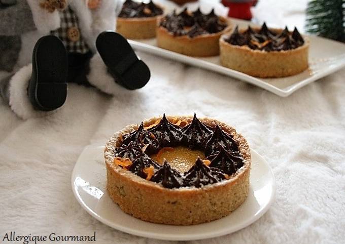 Tartelettes curd de clémentines - chocolat  sans gluten- sans lait-sans œufs 