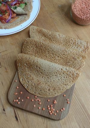Une photo de 🌱 Tortilla sans gluten aux lentilles corail