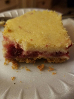 A picture of Tart cherry cheese cake bars.