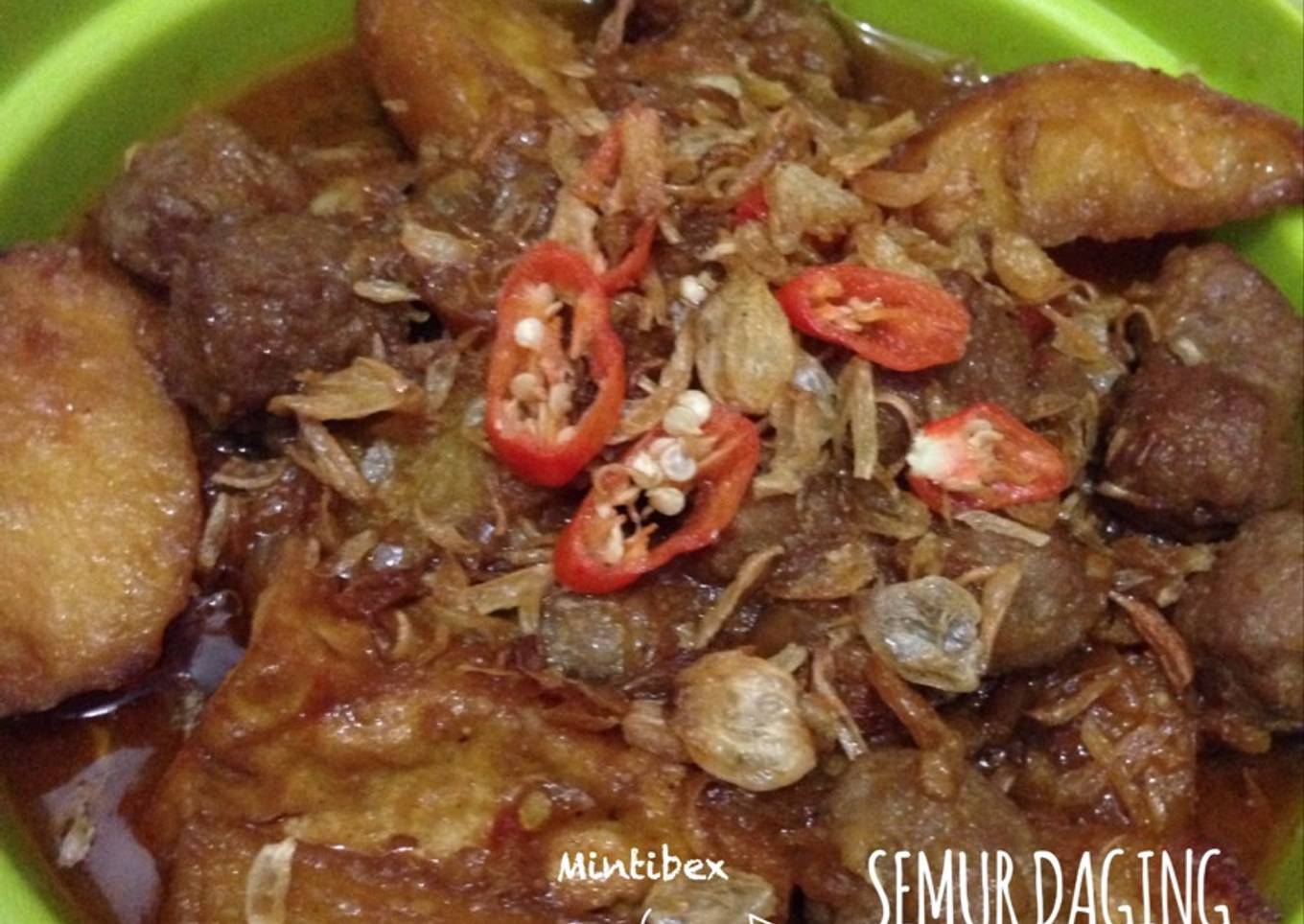 Semur daging cincang, kentang & tahu