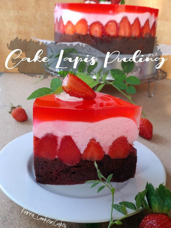 Resep (104) Cake Lapis Puding (Strawberry) Bahan Sederhana