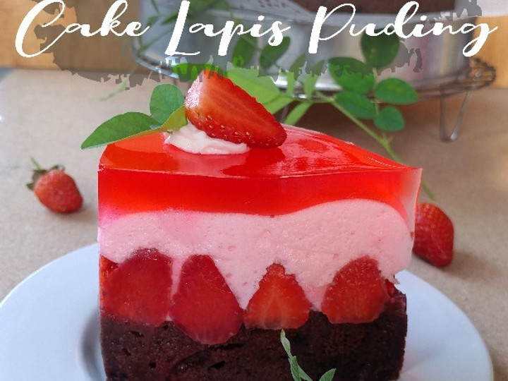 Resep (104) Cake Lapis Puding (Strawberry) Bahan Sederhana