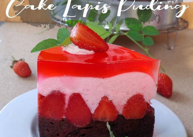 (104) Cake Lapis Puding (Strawberry)